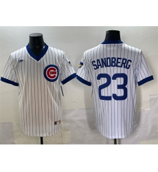 Men Chicago Cubs 23 Ryne Sandberg White Throwback Stitched Baseball Jersey