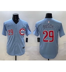 Men Chicago Cubs 29 Michael Busch Blue 2024 25 2nd Alternate Limited Stitched Baseball Jersey