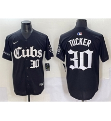 Men Chicago Cubs 30 Kyle Tucker Black  27Gothic North Side Edition 27 Vapor Premier Limited Stitched Baseball Jersey