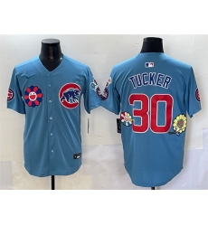 Men Chicago Cubs 30 Kyle Tucker Blue 2025 Tokyo Series 2nd Alternate Limited Stitched Baseball Jersey