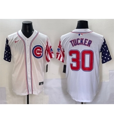 Men Chicago Cubs 30 Kyle Tucker White 2025 Independence Day Vapor Premier Limited Stitched Baseball Jersey