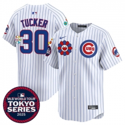 Men Chicago Cubs 30 Kyle Tucker White 2025 Tokyo Series Limited Stitched Baseball Jersey