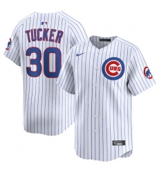 Men Chicago Cubs 30 Kyle Tucker White Home Limited Stitched Baseball Jersey Men Chicago Cubs 30 Kyle Tucker White Home Limited Stitched Baseball Jersey