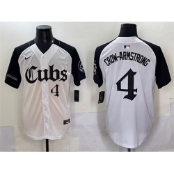Men Chicago Cubs 4 Pete Crow Armstrong White Black  27Gothic North Side Edition 27 Vapor Premier Limited Stitched Baseball Jersey