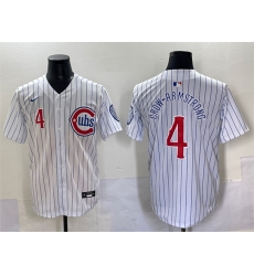 Men Chicago Cubs 4 Pete Crow Armstrong White Pinstripe 2nd Alternate Limited Stitched Baseball Jersey Men Chicago Cubs 4 Pete Crow Armstrong White Pinstripe 2nd Alternate Limited Stitched Baseball Jersey