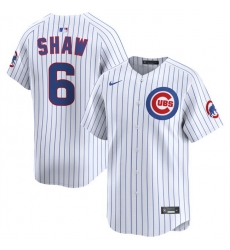 Men Chicago Cubs 6 Matt Shaw White Home Limited Stitched Baseball Jersey Men Chicago Cubs 6 Matt Shaw White Home Limited Stitched Baseball Jersey