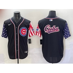 Men Chicago Cubs Team Big Logo Black 2025 Independence Day Vapor Premier Limited Stitched Baseball Jersey