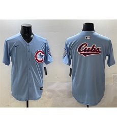 Men Chicago Cubs Team Big Logo Blue 2024 25 2nd Alternate Limited Stitched Baseball Jersey Men Chicago Cubs Team Big Logo Blue 2024 25 2nd Alternate Limited Stitched Baseball Jersey