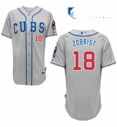 Mens Majestic Chicago Cubs 18 Ben Zobrist Replica Grey Alternate Road Cool Base MLB Jersey Mens Majestic Chicago Cubs 18 Ben Zobrist Replica Grey Alternate Road Cool Base MLB Jersey