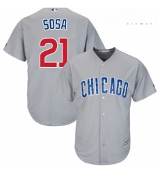 Mens Majestic Chicago Cubs 21 Sammy Sosa Replica Grey Road Cool Base MLB Jersey Mens Majestic Chicago Cubs 21 Sammy Sosa Replica Grey Road Cool Base MLB Jersey