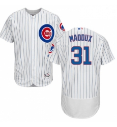 Mens Majestic Chicago Cubs 31 Greg Maddux White Home Flex Base Authentic Collection MLB Jersey