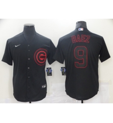 Men's Nike Chicago Cubs Javier Baez 9 Black Red Outline Stitched Baseball Jersey Men's Nike Chicago Cubs Javier Baez 9 Black Red Outline Stitched Baseball Jersey
