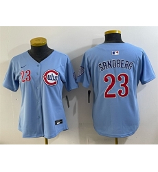 Women Chicago Cubs 23 Ryne Sandberg Blue Limited Stitched Jersey