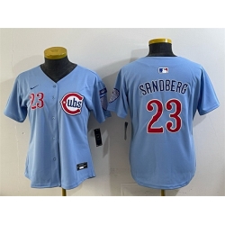 Women Chicago Cubs 23 Ryne Sandberg Blue Ryne Sandberg Tribute Vapor Limited V3 Stitched Baseball Jersey