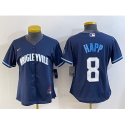 Women Chicago Cubs 8 Ian Happ Navy City Connect Stitched Jersey
