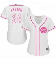 Womens Majestic Chicago Cubs 34 Jon Lester Replica White Fashion MLB Jersey Womens Majestic Chicago Cubs 34 Jon Lester Replica White Fashion MLB Jersey