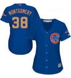 Womens Majestic Chicago Cubs 38 Mike Montgomery Authentic Royal Blue 2017 Gold Champion MLB Jersey Womens Majestic Chicago Cubs 38 Mike Montgomery Authentic Royal Blue 2017 Gold Champion MLB Jersey