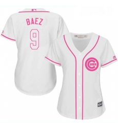 Womens Majestic Chicago Cubs 9 Javier Baez Authentic White Fashion MLB Jersey Womens Majestic Chicago Cubs 9 Javier Baez Authentic White Fashion MLB Jersey