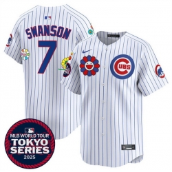Youth Chicago Cubs 7 Dansby Swanson White 2025 Tokyo Series Limited Stitched Baseball Jersey