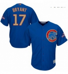Youth Majestic Chicago Cubs 17 Kris Bryant Authentic Royal Blue 2017 Gold Champion Cool Base MLB Jersey Youth Majestic Chicago Cubs 17 Kris Bryant Authentic Royal Blue 2017 Gold Champion Cool Base MLB Jersey