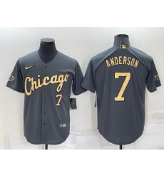 Men Chicago White Sox 7 Tim Anderson 2022 All Star Charcoal Cool Base Stitched Baseball Jersey Men Chicago White Sox 7 Tim Anderson 2022 All Star Charcoal Cool Base Stitched Baseball Jersey