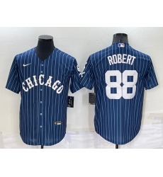 Men Chicago White Sox 88 Luis Robert Navy Cool Base Stitched Jersey Men Chicago White Sox 88 Luis Robert Navy Cool Base Stitched Jersey