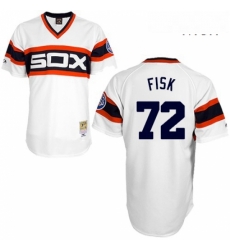 Mens Mitchell and Ness 1985 Chicago White Sox 72 Carlton Fisk Authentic White Throwback MLB Jersey Mens Mitchell and Ness 1985 Chicago White Sox 72 Carlton Fisk Authentic White Throwback MLB Jersey