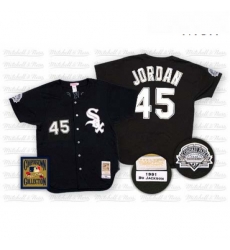 Mens Mitchell and Ness Chicago White Sox 45 Michael Jordan Replica Black Throwback MLB Jersey Mens Mitchell and Ness Chicago White Sox 45 Michael Jordan Replica Black Throwback MLB Jersey