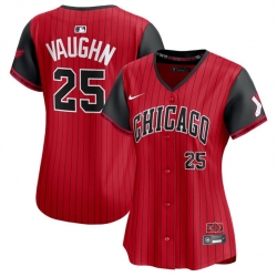 Women Chicago White Sox 25 Andrew Vaughn Red Black 2025 City Connect Limited Stitched Baseball Jersey