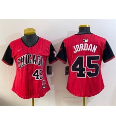 Women Chicago White Sox 45 Michael Jordan Red Black 2025 City Connect Limited Stitched Baseball Jersey