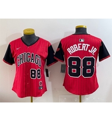 Women Chicago White Sox 88 Luis Robert Jr Red Black 2025 City Connect Limited Stitched Baseball Jersey Women Chicago White Sox 88 Luis Robert Jr Red Black 2025 City Connect Limited Stitched Baseball Jersey