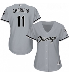 Womens Majestic Chicago White Sox 11 Luis Aparicio Replica Grey Road Cool Base MLB Jersey Womens Majestic Chicago White Sox 11 Luis Aparicio Replica Grey Road Cool Base MLB Jersey