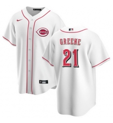 Men Cincinnati Reds 21 Hunter Greene White Cool Base Stitched Baseball Jersey Men Cincinnati Reds 21 Hunter Greene White Cool Base Stitched Baseball Jersey