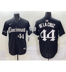 Men Cincinnati Reds 44 Elly De La Cruz Black  27Gothic Queen City Edition 27 Vapor Premier Limited Stitched Baseball Jersey