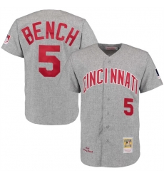 Men Cincinnati Reds 5 Johnny Bench Mitchell 26 Ness Gray 1969 Throwback Jersey Men Cincinnati Reds 5 Johnny Bench Mitchell 26 Ness Gray 1969 Throwback Jersey