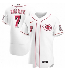 Men Cincinnati Reds 7 Eugenio Suarez Men Nike White Home 2020 Flex Base Player MLB Jersey Men Cincinnati Reds 7 Eugenio Suarez Men Nike White Home 2020 Flex Base Player MLB Jersey