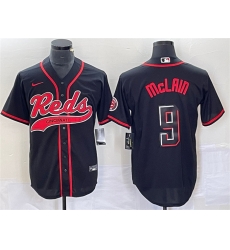 Men Cincinnati Reds 9 Matt McLain Black Cool Base Stitched Baseball Jersey Men Cincinnati Reds 9 Matt McLain Black Cool Base Stitched Baseball Jersey