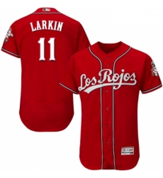 Mens Majestic Cincinnati Reds 11 Barry Larkin Red Los Rojos Flexbase Authentic Collection MLB Jersey Mens Majestic Cincinnati Reds 11 Barry Larkin Red Los Rojos Flexbase Authentic Collection MLB Jersey