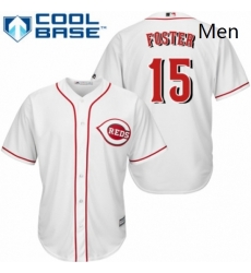 Mens Majestic Cincinnati Reds 15 George Foster Replica White Home Cool Base MLB Jersey 