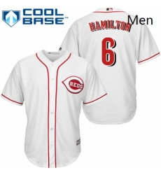 Mens Majestic Cincinnati Reds 6 Billy Hamilton Replica White Home Cool Base MLB Jersey Mens Majestic Cincinnati Reds 6 Billy Hamilton Replica White Home Cool Base MLB Jersey