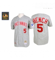 Mens Mitchell and Ness Cincinnati Reds 5 Johnny Bench Replica Grey 1969 Throwback MLB Jersey Mens Mitchell and Ness Cincinnati Reds 5 Johnny Bench Replica Grey 1969 Throwback MLB Jersey
