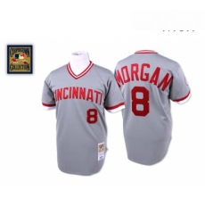 Mens Mitchell and Ness Cincinnati Reds 8 Joe Morgan Replica Grey Throwback MLB Jersey Mens Mitchell and Ness Cincinnati Reds 8 Joe Morgan Replica Grey Throwback MLB Jersey