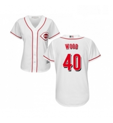 Womens Cincinnati Reds 40 Alex Wood Replica White Home Cool Base Baseball Jersey Womens Cincinnati Reds 40 Alex Wood Replica White Home Cool Base Baseball Jersey
