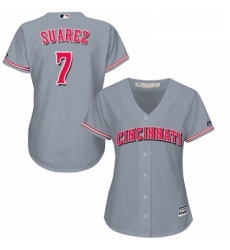 Womens Majestic Cincinnati Reds 7 Eugenio Suarez Authentic Grey Road Cool Base MLB Jersey Womens Majestic Cincinnati Reds 7 Eugenio Suarez Authentic Grey Road Cool Base MLB Jersey