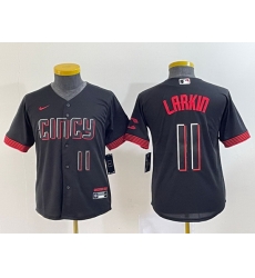 Youth Cincinnati Reds 11 Barry Larkin Black 2023 City Connect With Patch Stitched Baseball Jersey Youth Cincinnati Reds 11 Barry Larkin Black 2023 City Connect With Patch Stitched Baseball Jersey