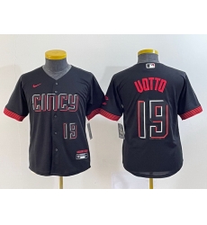 Youth Cincinnati Reds 19 Joey Votto Black 2023 City Connect With Patch Stitched Baseball Jersey Youth Cincinnati Reds 19 Joey Votto Black 2023 City Connect With Patch Stitched Baseball Jersey