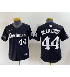 Youth Cincinnati Reds 44 Elly De La Cruz Black  27Gothic Queen City Edition 27 Vapor Premier Limited Stitched Baseball Jersey