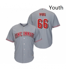Youth Cincinnati Reds 66 Yasiel Puig Replica Grey Road Cool Base Baseball Jersey Youth Cincinnati Reds 66 Yasiel Puig Replica Grey Road Cool Base Baseball Jersey