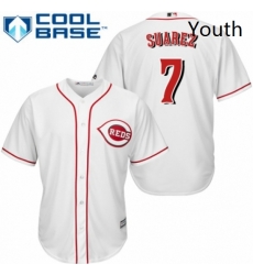 Youth Majestic Cincinnati Reds 7 Eugenio Suarez Authentic White Home Cool Base MLB Jersey Youth Majestic Cincinnati Reds 7 Eugenio Suarez Authentic White Home Cool Base MLB Jersey