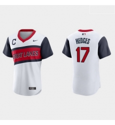 Men Cleveland Indians 17 Austin Hedges Men Nike White 2021 Little League Classic Authentic MLB Jersey Men Cleveland Indians 17 Austin Hedges Men Nike White 2021 Little League Classic Authentic MLB Jersey